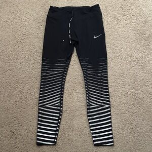 Nike Womens Pull On Dri-Fit Joggers with Silver Reflective Black Stripes Size M